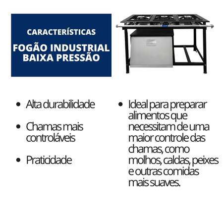 Imagem de Fogão Industrial 3 Bocas 30x30 Baixa Pressão P7 com Forno JCN