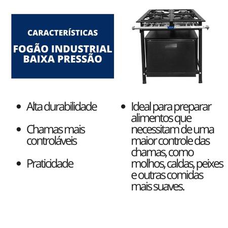 Imagem de Fogão Industrial 4 Bocas 30x30 Baixa Pressão P5 com Forno JCN