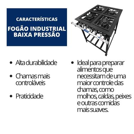 Imagem de Fogão Industrial 4 Bocas 30x30 Baixa Pressão P5 JCN