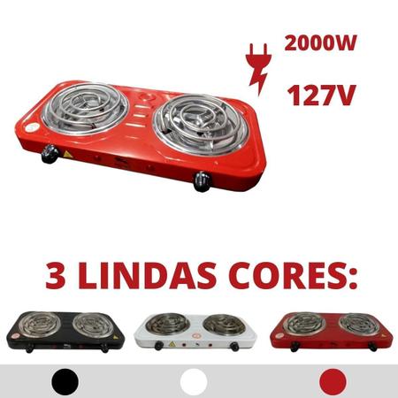 Imagem de Fogão Portátil Elétrico 2 Bocas Fogareiro 2000 Watts - 110V