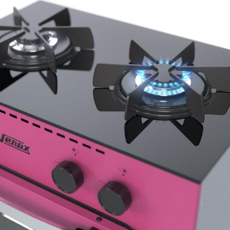 Imagem de Fogão Portátil Venax Mini Cook 2 Bocas Mesa de Vidro Rosa