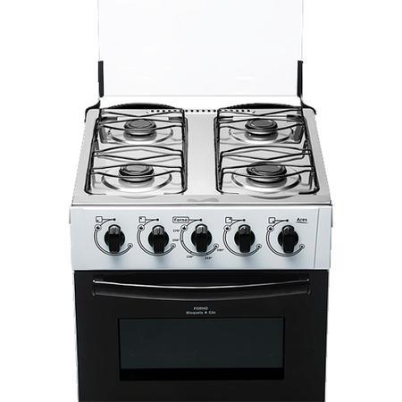 Imagem de Fogão Realce 4 Bocas Ares Manual Mesa de Inox Forno 50 Litros Branco