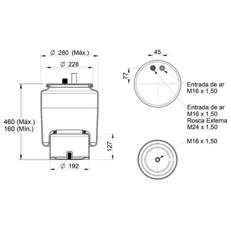 Imagem de Fole Pneumático Suspensão Eixo c Sensor/Base MB Actros