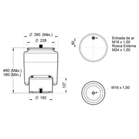 Imagem de Fole Pneumático Suspensão Eixo s Sensor c Base Axor Nacional