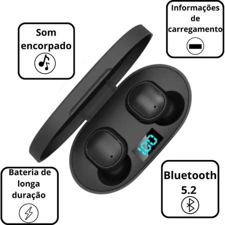 Imagem de Fone Bluetooth E6s TWS Sem Fio Para Celular Notebook