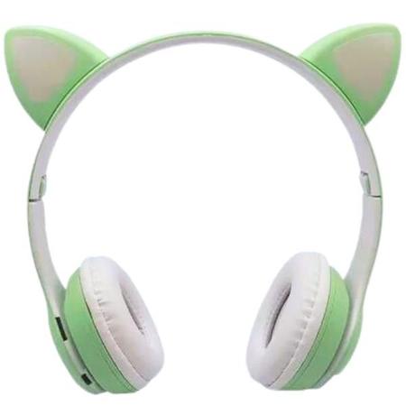 Imagem de Fone Bluetooth Orelha De Gato Led Colorido (VERDE)