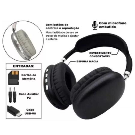 Fone Bluetooth Wireless Bateria Micofone Jogos Computador - Fone Max Imagem de Fone Bluetooth Wireless Bateria Micofone Jogos Computador