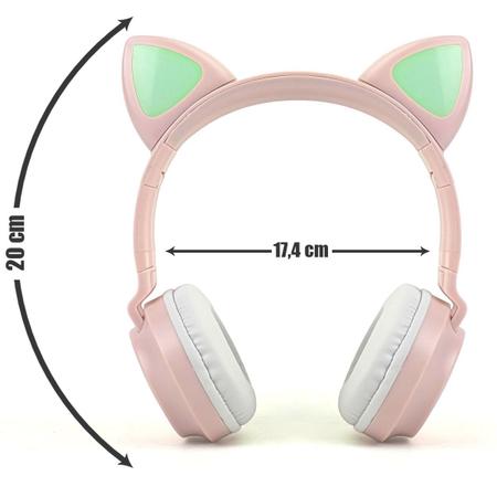 Headphone Bluetooth Orelha de Gato com LED P2 Micro SD e Microfone Exbom  HF-C290BT