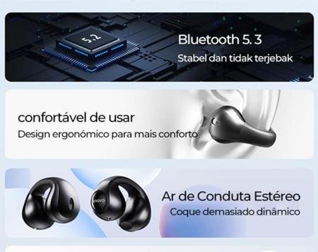 Imagem de Fone De Ouvido Bluetooth Condução Óssea Tws Microfone Embutido Case Digital Esportivo Clipe De Orelha Atende Celular
