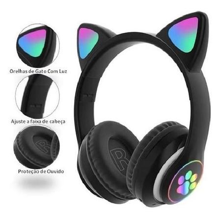 Headset Fone De Ouvido Bluetooth Led Orelha Gato