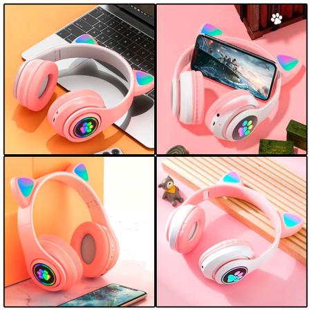 Fone Ouvido Orelha Gatinho Headphone Bluetooth Com Led E P2 - Zapach -  Eletrônicos e Beleza