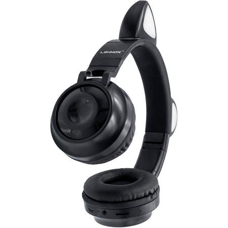 HeadPhone BT Orelha Gato LED LEF1022 PRETO - Ion Cabos