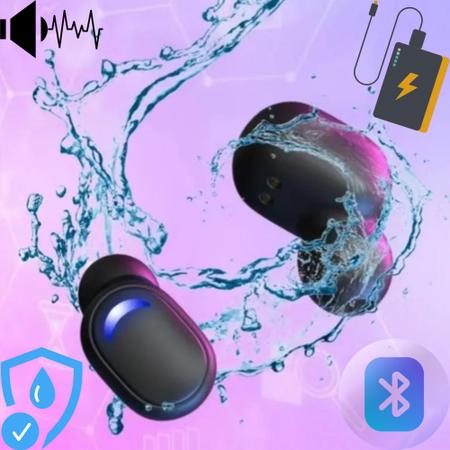 Imagem de Fone de Ouvido Bluetooth  Preto - Intra-auricular à Prova de Água