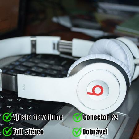 Imagem de Fone de Ouvido Branco Headphone com Fio de Entrada P2 Universal Estéreo Dobrável Elegante Alta Qualidade Rotina 