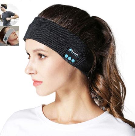 Fone Ouvido Faixa Bandana Com Bluetooth Sem Fio Headphone Cor Preto