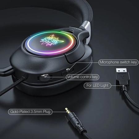 Imagem de Fone de ouvido gamer onikuma k15 com luz de led, headset