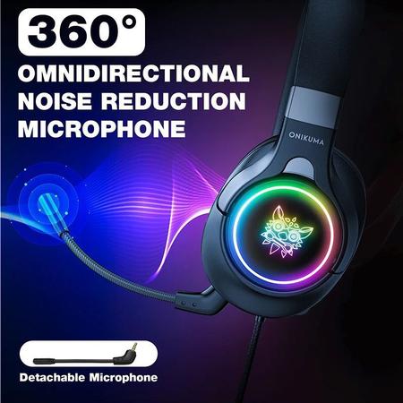 Imagem de Fone de ouvido gamer onikuma k15 com luz de led, headset