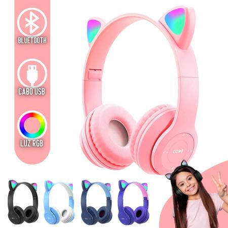 Fone De Gatinho Rosa Com Orelhinha Led Bluetooth - Cat 23 - Fone de Ouvido  Bluetooth - Magazine Luiza