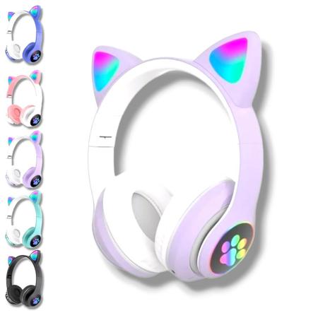 Fone De Ouvido Orelha Gato Gatinho Cat Bluetooth 5.0 Ear Com Led RGB  Original