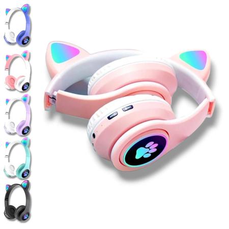 Fone De Ouvido Orelha Gato Gatinho Cat Bluetooth 5.0 Ear Com Led RGB  Original