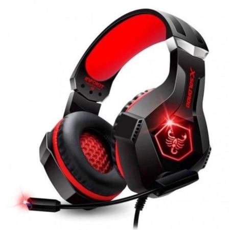 Imagem de Fone de Ouvido Headphone Gamer X-Soldado Scorpion Rgb Mic Articulado Infokit GH-X1000 Vermelho