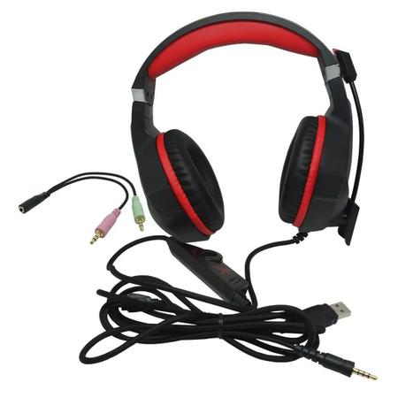 Imagem de Fone de Ouvido Headphone Gamer X-Soldado Scorpion Rgb Mic Articulado Infokit GH-X1000 Vermelho