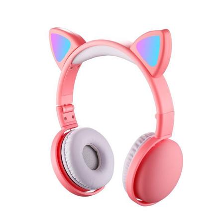 Fone Ouvido Headphone Orelha Gato Bluetooth Dobravel Led Anúncio com  variação - E_IDEIAS ONLINE