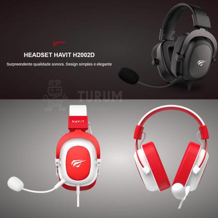 Imagem de Fone De Ouvido Headset Gamer Havit H2002d Branco e Roxo Com Cancelamento de Ruído Pc, Ps4, Xbox One, Ipad e Computador Portátil. 