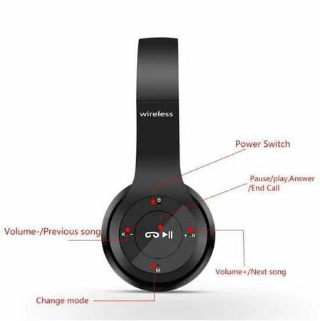 Imagem de Fone de Ouvido Headset Sem Fio Bluetooth Dobrável para Celular Pc Tablet Notebook com Microfone Musicas Gamer