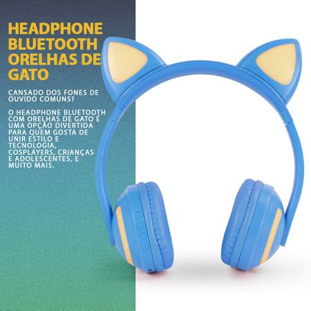 Fone de Ouvido Orelha Gato, Bluetooth e LED Headphone – ROLKO tech