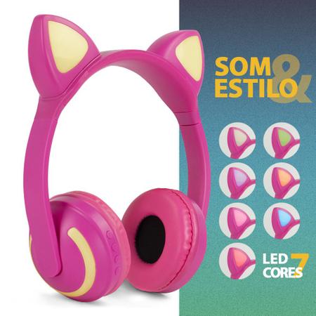 Fone De Ouvido Sem Fio Bluetooth Orelha Gatinho Infantil Led - Cem  Tecnologias