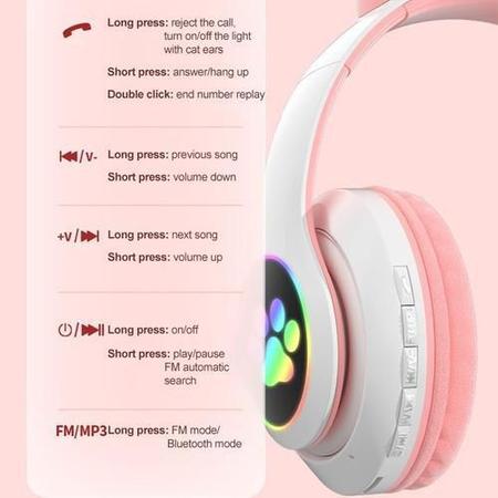 Fone de Ouvido com Redução de Ruído Orelha De Gato Rosa - Booglee -  Headphone Bluetooth - Magazine Luiza