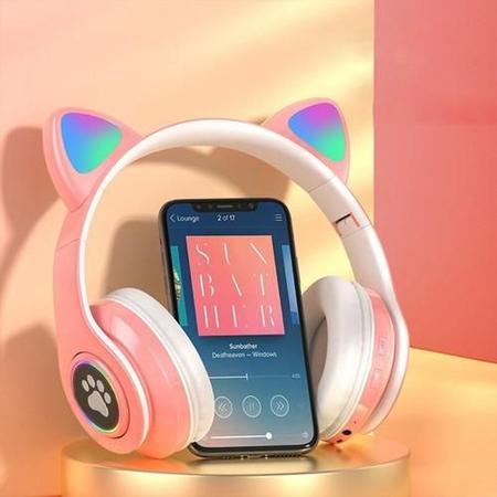 Fone de Ouvido com Redução de Ruído Orelha De Gato Rosa - Booglee - Headphone Bluetooth - Magazine Luiza