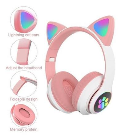 Headset Orelha De Gatinho Fone De Ouvido (Rosa)