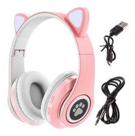 Headset Orelha De Gatinho Fone De Ouvido (Rosa)