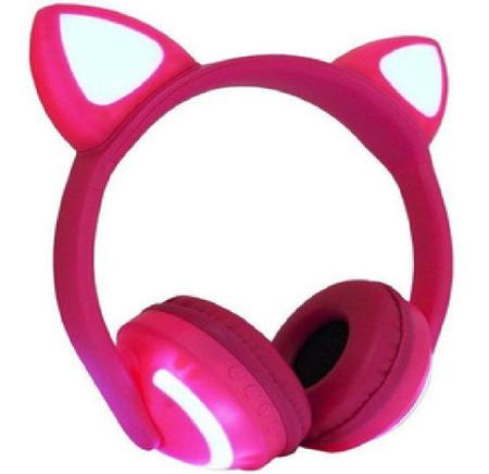 Fone De Ouvido Orelha Gato Led Com 7 Cor Luz Headphone