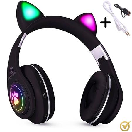 Fone De Ouvido Orelha Gato Gatinho Cat Bluetooth 5.0 Ear Com Led RGB  Original