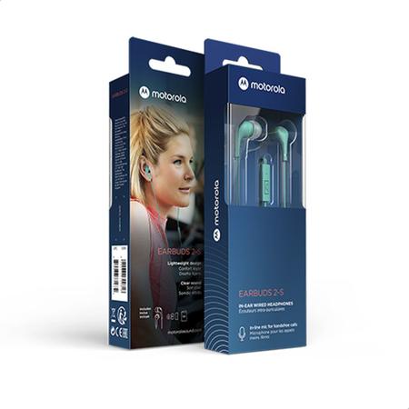 Imagem de Fone De Ouvido Original Motorola Earbuds 2-S com Microfone - Turquesa