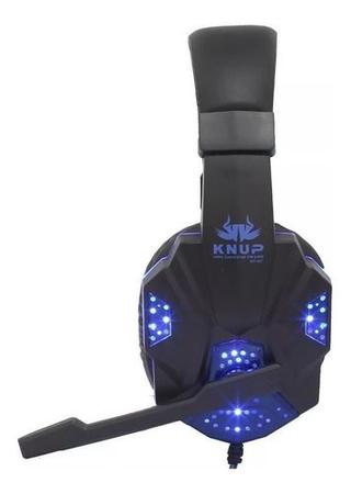 Imagem de Fone de ouvido over-ear gamer Knup KP-397 preto e azul