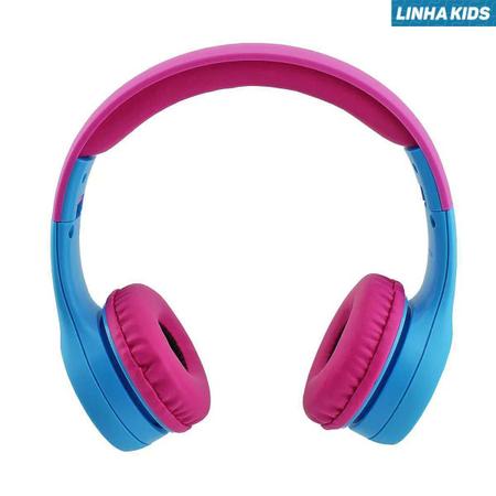 Imagem de Fone de Ouvido para Crianças com Limitador de Volume até 85dB Antialérgico ELG Kids Melody Azul/Rosa