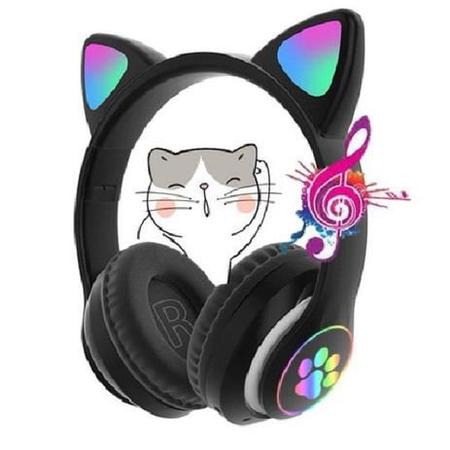 Fone de Ouvido Gatinho Fox Sem Fio Com Led Orelha Gato Dobrável Infantil  Microfone H'Maston - Roxo