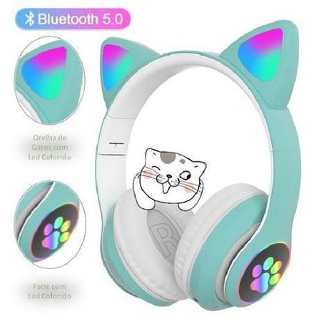 Fone De Ouvido Rosa Azul Roxo Preto Gatinho Bluetooth Led Orelha Gato  Dobrável sem Fio - AliExpress