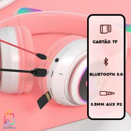 Fone de Ouvido Sem Fio Bluetooth Orelha de Gatinho Led Tik-Tok - Basike -  Fone de Ouvido Bluetooth - Magazine Luiza