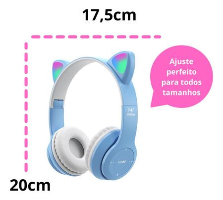 Fone Orelha de Gato Headphone Bluetooth Sem fio Led Tiara Rosa Cód. 1828 -  Xtrad - Headphone com Fio - Magazine Luiza