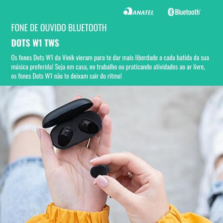 Imagem de Fone de Ouvido Sem Fio In Ear Bluetooth Preto Dots W1 Tws