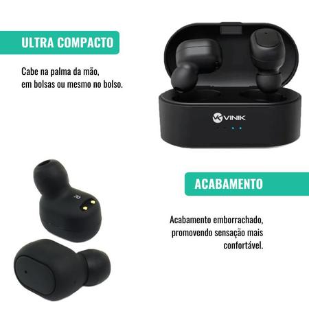 Imagem de Fone de Ouvido Sem Fio In Ear Bluetooth Preto Dots W1 Tws