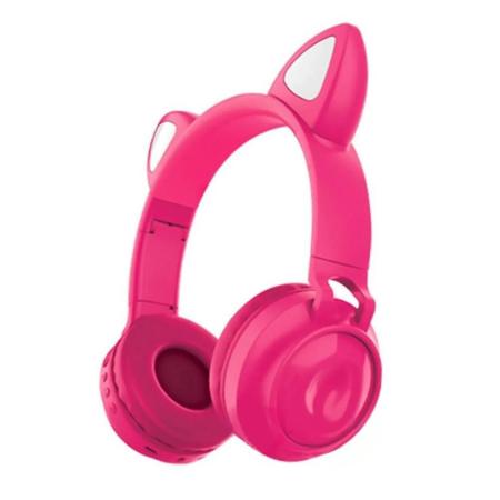 Fone Ouvido Orelha Gato Peludo C/fio – Ql-407 – Exbom Rosa