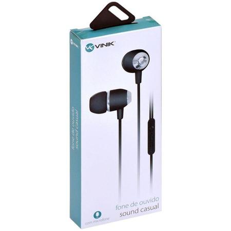 Imagem de Fone de Ouvido Sound Casual Preto Metalico com Microfone, Atende Celular - Vinik