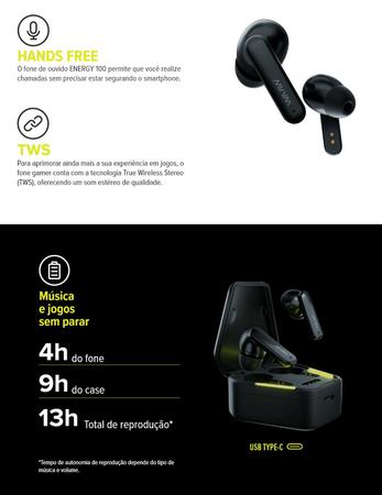 Auriculares Bluetooth True Wireless de Dois Modos para Jogos / Músicas com  Qualidade de Som P