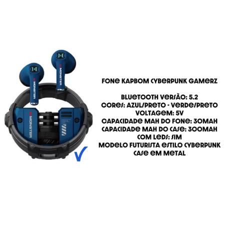 Imagem de Fone Gamer Bluetooth Metal Led Cyberpunk com Cancelamento de Ruído